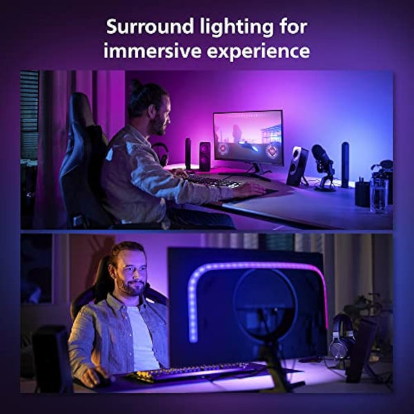 Philips Hue Play Gradient PC Lightstrip Starter Kit Including Hue Bridge [for 24-27 Inch Screens] LED Smart Lighting. Sync for Entertainment, Gaming and Media.