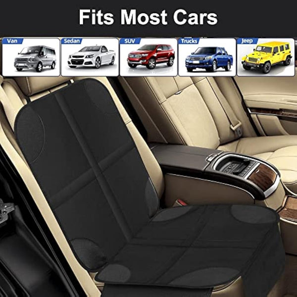 HONZUEN Baby Car Seat Protector Universal Thick Child Seat Protector with ISOFIX with Mesh Pockets Non-Slip Black Child Car Seats Covers Protectors for Kids Seat Liner 1 Pack