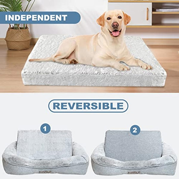 JOYELF Memory Foam Dog Bed Large Orthopedic Pet Bed with Washable Cover, Independent Mat Design with Free Waterproof Liner Included