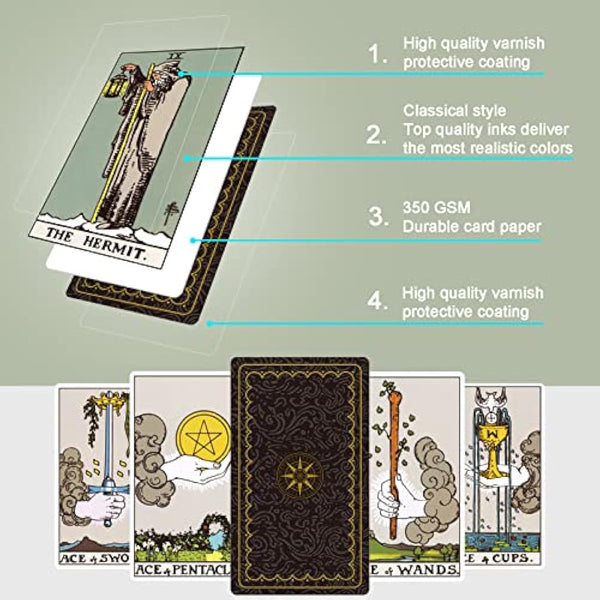 IXIGER Tarot Cards and Book for Beginners Set,Tarot Cards with 165Page Guide Book,Tarot Cards Deck,Tarot Cards for Beginners,Tarot Cards Set,78 Pcs Classic Tarot Cards Deck for Expert Readers