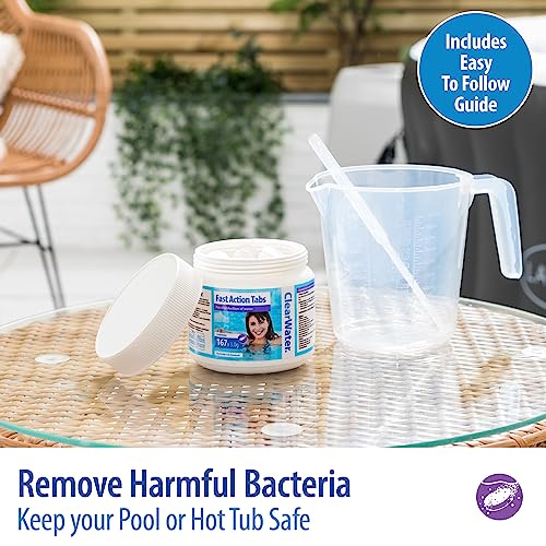 Clearwater Fast-Dissolving Chlorine Tablets, 167 Tabs for Hot Tubs & Pools, Quick-Acting Water Treatment