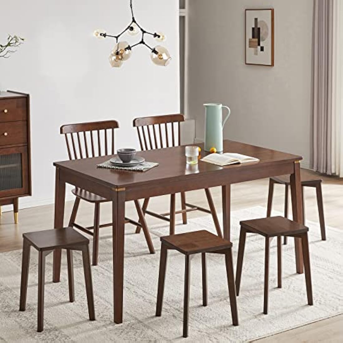 Aibiju Square Wooden Stool, Dressing Table Stool, Solid Wood Makeup Stool, Step Stool, Kids Small Table, Perfect Size for your Living Room, Bedroom (Brown, 1 Piece),YDEU-1500