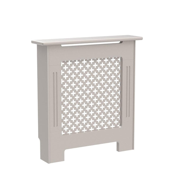 Vida Designs Oxford Radiator Cover – Traditional Cross Pattern, Olive Grey, MDF, Modern Painted Finish, Heat Efficient, Small, (H 82 x W 78 x D 19 cm)