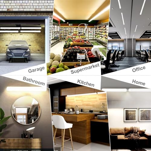 BERIXDEEP 2ft LED Batten Light 6500K Daylight, Linkable Plug in Strip Light for Garage, Workshop, Office, Wall, Kitchen, Shed, Waterproof Plug in Garage Lighting, 2FT, 60cm, 18W