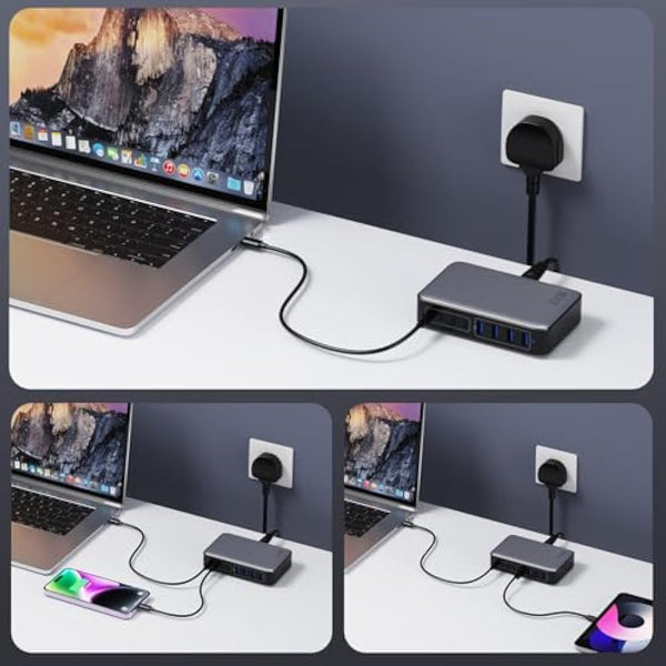 200W USB C Fast Charger Block,Upgraded GaN III 8-Port Charging Station Hub,PD 65W Laptop Charger Power Adapter Compatible with MacBook Pro/Air,Steam Deck,Dell XPS,iPhone 16 Pro/15,Galaxy S24/S23 etc