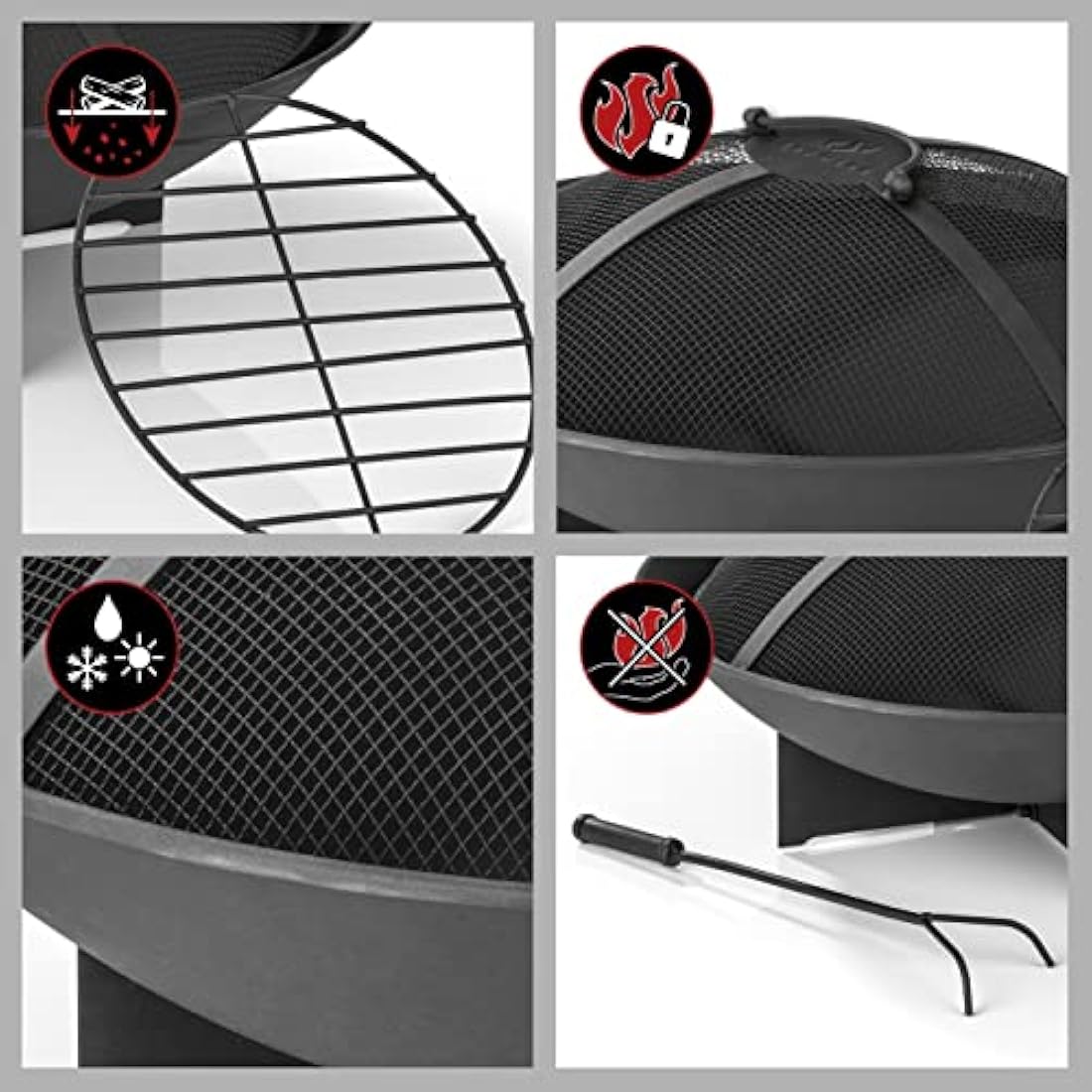 Landmann Fire Basket - 60.5 cm | Made of Powder-Coated Steel - Weatherproof and Stable | With Spark Guard for 360° Visibility & Protection from Sparks | Practical Carry Handle & Sturdy Base [Black]