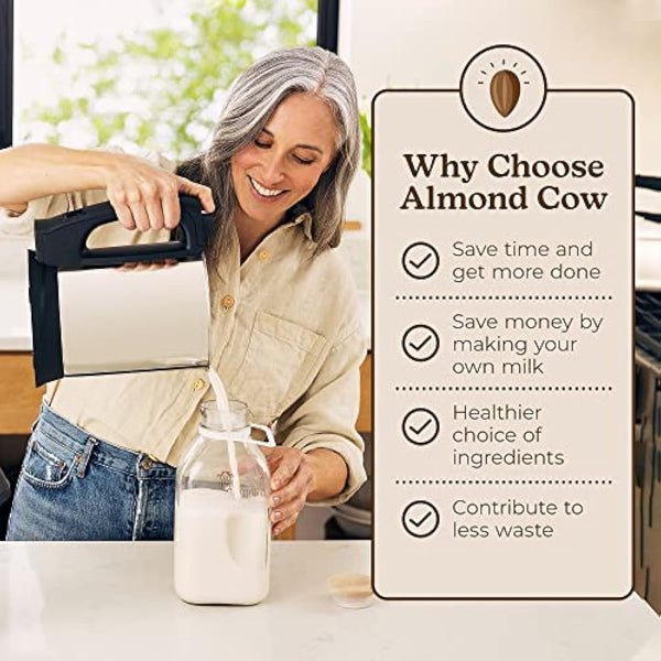 Almond Cow Milk Maker Machine, Plant-Based Milk Maker for Homemade Dairy Free Almond Milk, Soya Milk, Oat Milk, Coconut Milk, & More, Handy Kitchen Electrical Appliances, Makes 5-6 Cups Per Batch,220V