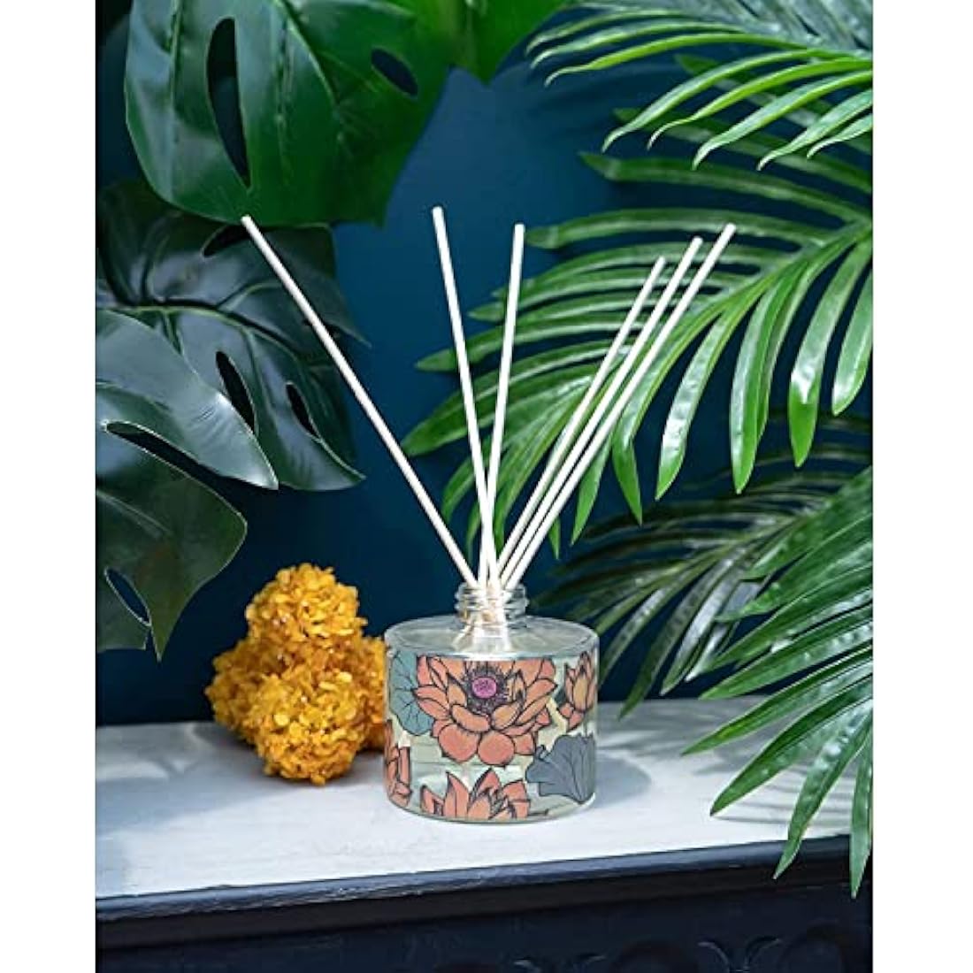 150ml Glass Reed Diffuser With Thai Lotus Flower Scent | Home Fragrance Reed Diffuser Set | Scented Oil Room Diffuser - Aroma Gift