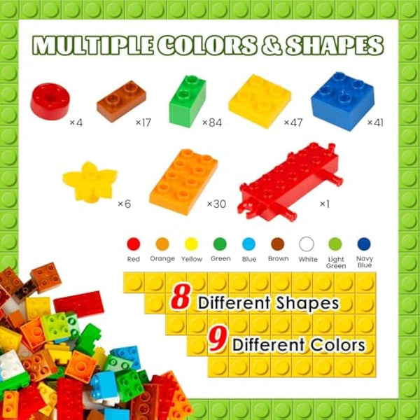 HIUME 240 Piece Large Building Blocks for Toddlers 3 and up, Classic Building Bricks Set for Kids of All Ages, Compatible with Duplo Building Bricks.