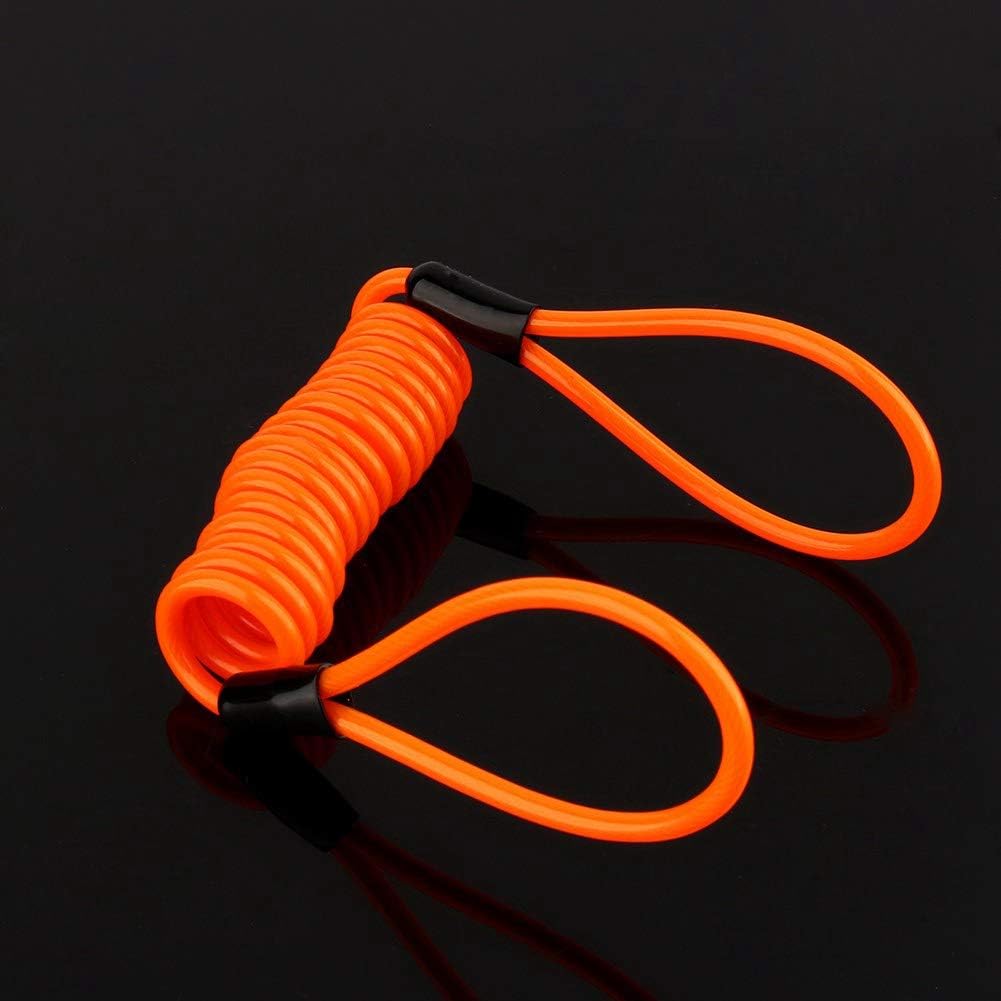 Anti Theft Spring Reminder Rope, Motorcycle Bike Alarm Disc Lock Antitheft Security Spring Reminder Cable Tight Orange