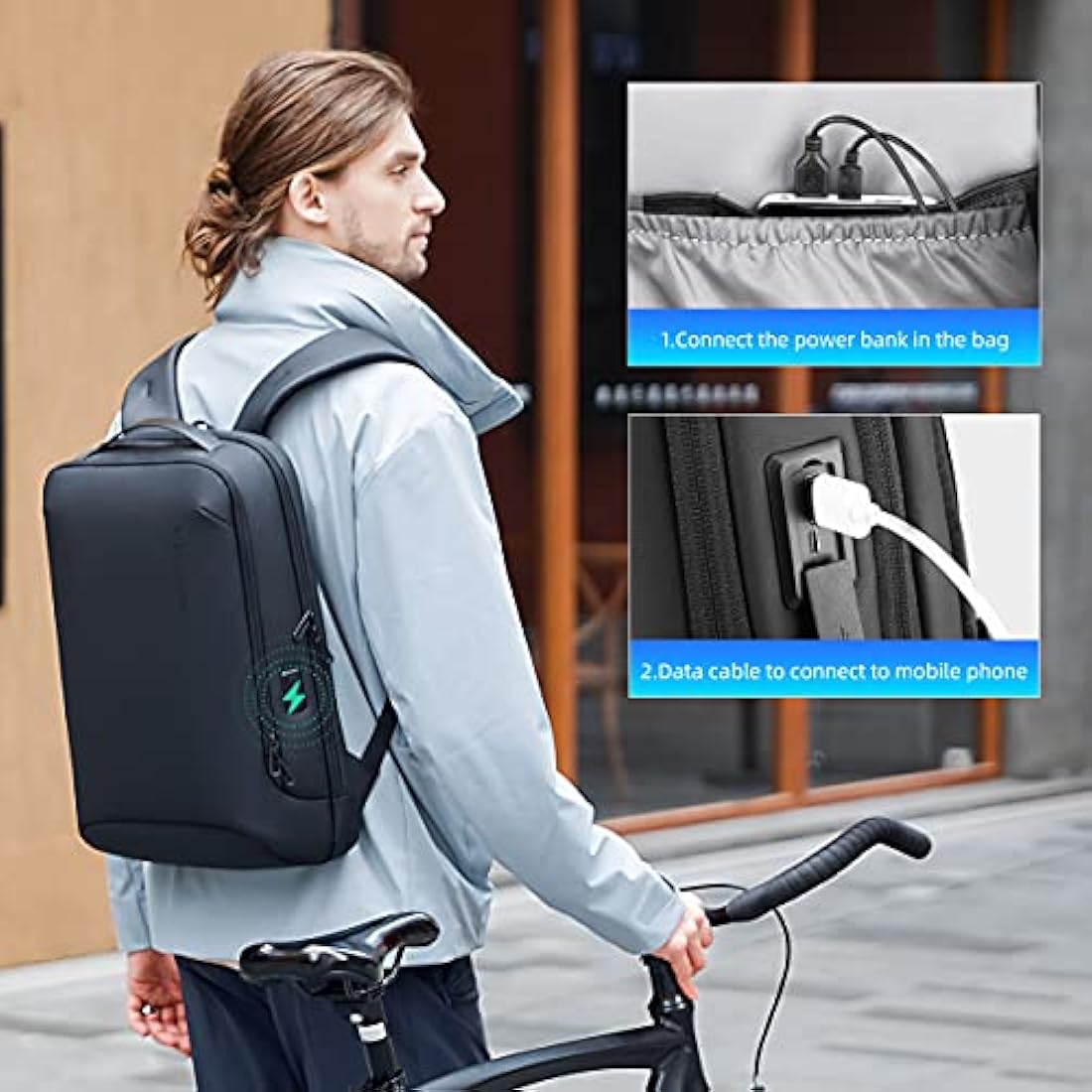 MARK RYDEN Slim Hard Shell Laptop Backpack, Lightweight Laptop Rucksack For 15.6 inch,Waterproof Business Work backpack For Men Women-Black