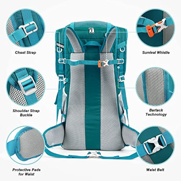 HOMIEE 50L Waterproof Hiking Backpack for Men Women, Lightweight Trekking Backpack with Rain Cover, Large Camping Rucksack for Outdoor Sports Travel Hiking Cycling Climbing Mountaineering