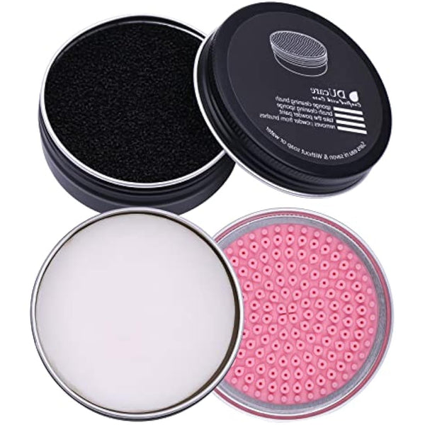 DUcare Makeup Brush Cleaner 2Pcs Brush Cleaner Solid Soap Cleanser & Color Removal Sponge - Easy to Clean Brushes Removes Shadow Color