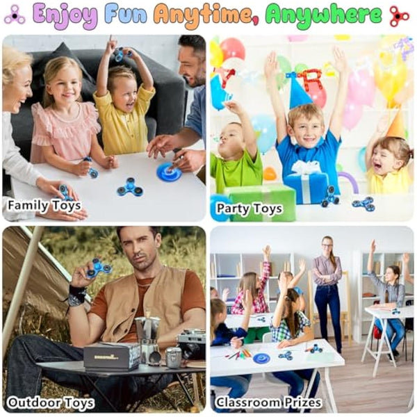 Aolcev Fidget Spinner Metal Fidget Toy Stainless Steel Fast Bearing 2-5 Minutes Spins Hand Spinner Tri Finger Gyro Toy EDC ADHD Focus Anxiety Stress Relief Toys Gifts for Kids Adults-Blue