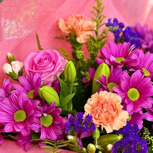 Homeland Florists Pink Mixed Fresh Flowers Delivery Next Day Prime UK, Stunning Floral Bouquet, Beautiful Birthday Present or Thank You Gift
