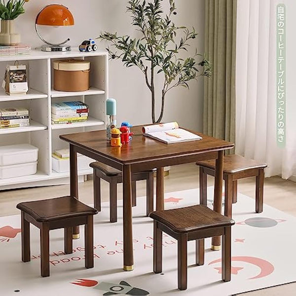 Aibiju Kids Step Stool, Small Short Stool, Shoe Changing Stool, Solid Wood Stool for Kids,Portable Stools for Adults Heavy Duty, Plant Table,Brown,JPRF-1353