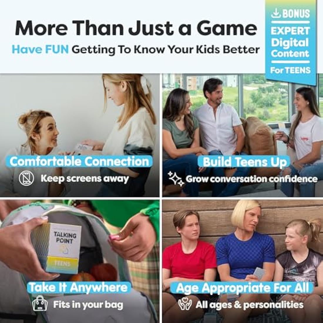 200 Teens Conversation Cards - Connecting Parents with their Teenagers - Reduce Screentime with Fun & Deep Conversation - Avoid Conflict, Improve Communication & Learn More About Your Teen Boy or Girl