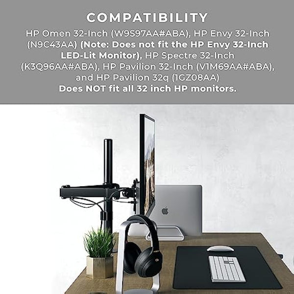HumanCentric VESA Mount Adapter Compatible with HP Omen 32" W9S97AA#ABA, Envy 32" N9C43AA, Spectre 32" K3Q96AA#ABA, Pavilion 32" V1M69AA#ABA, and Pavilion 32q 1GZ08AA, Does Not Fit LED-Lit Models