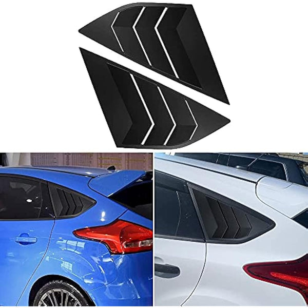MARCHFA Rear Side Window Louvers Compatible for Focus ST RS MK3 Hatchback 2012-2018 Louver Accessories (Matte Black)