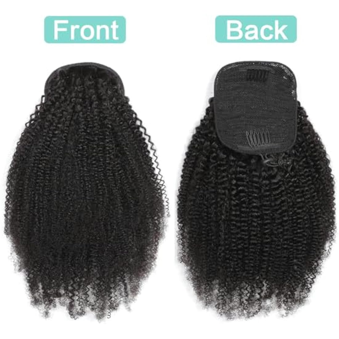Afro Puff Drawstring Human Hair 4C Afro Kinky Curly Ponytail for Black Women - Natural Black Ponytail Extension - 16 Inch
