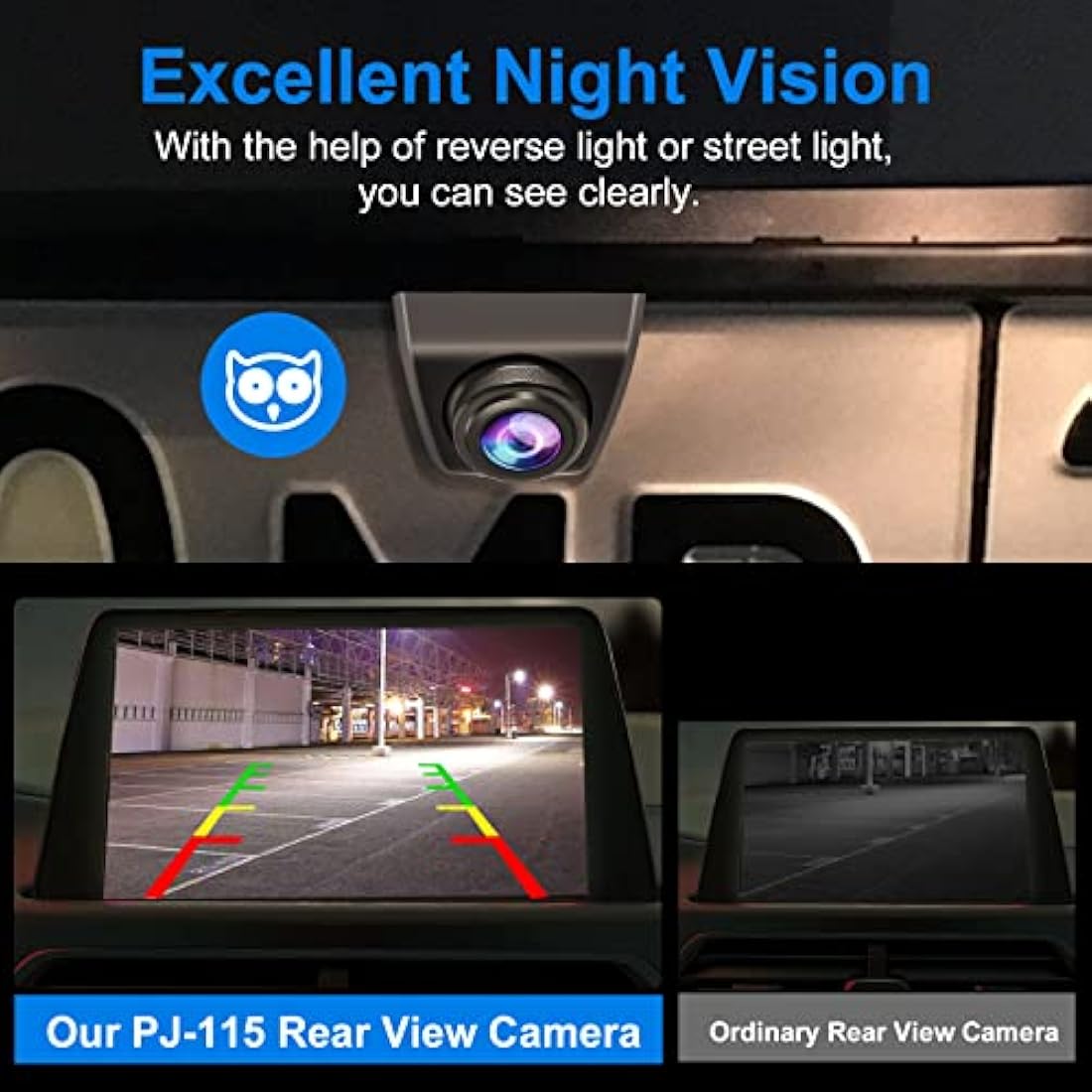 PARKVISION Reverse Camera for Car HD 140° Rear View Reversing Camera, Metal Housing Wide Viewing Angle Adjustable Car Rear Parking Cam 12V-24V Universal Wired Reverse Cam