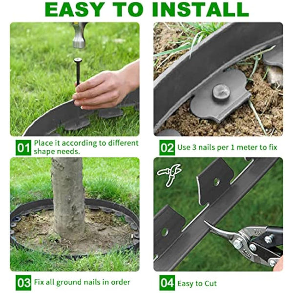 Flexible Garden Edging Borders 10m,Landscape Edging [Extra Tall 10cm High]with 30pcs Stakes, No Dig Garden Border Lawn Edging Mini Plastic Fence for Flowerbeds,Grass-Grey