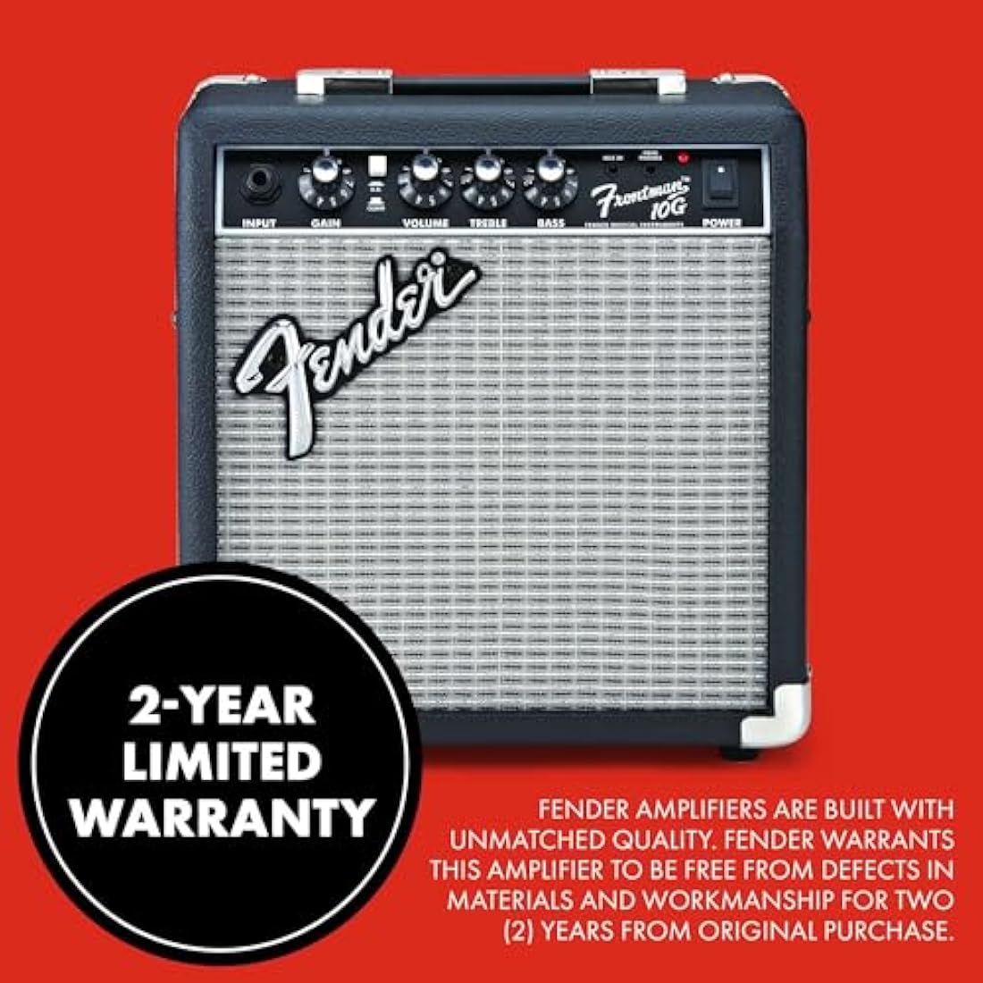 Fender Frontman 10G, Combo Guitar Amp, 10W, Small Practice Amp, Suitable for Electric Guitar, Black/Silver