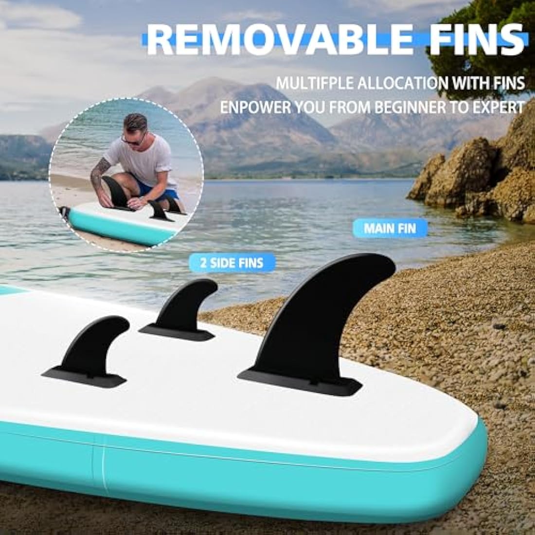 10ft / 3m Inflatable Stand Up Paddle Board | Inflatable SUP Board Beginner's Surfboard Kit w/Adjustable Paddle | Air Pump w/Pressure Guage | Repair Kit | Premium Leash & Carry Backpack