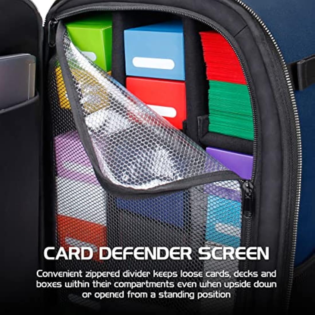 ENHANCE MTG Backpack - Collector's Edition TCG Backpack for Deck Boxes, Sleeved Cards, Playmats, MTG Accessories - Customizable Card Organization with Built-in Defender Screen (Dragon Blue)