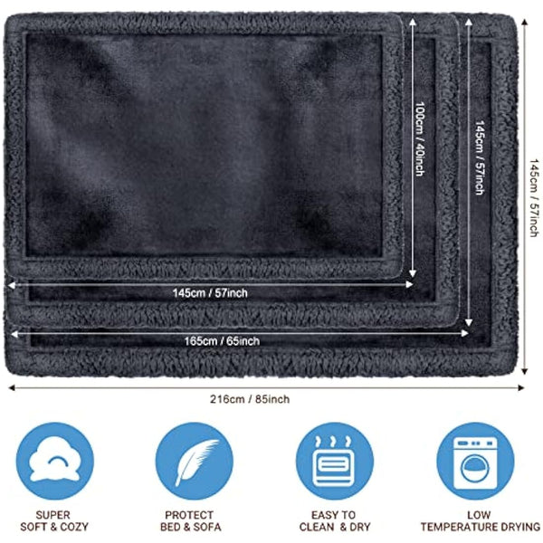 fireowl Waterproof Dog Blanket Washable Large - 145x165cm Soft Warm Fleece Pet Blankets for Cats Dogs - Pet Throw Blankets for Small Medium Large Dogs Grey