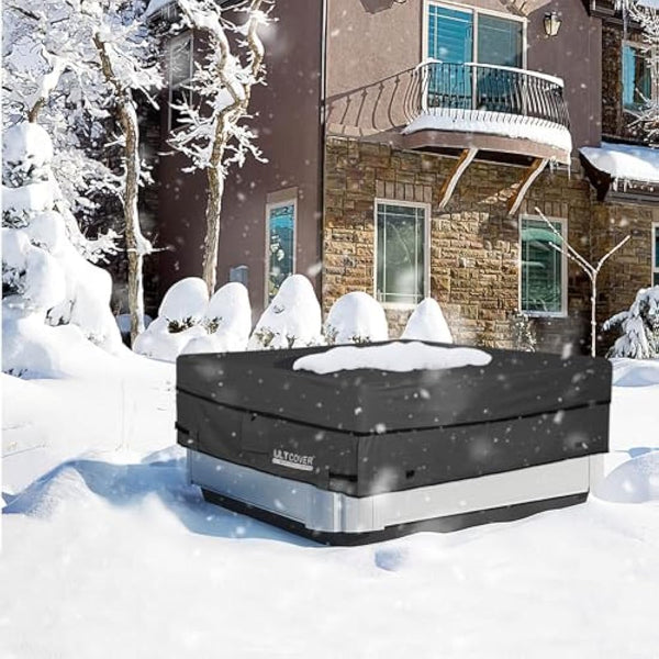 ULTCOVER Waterproof 600D Polyester Square Hot Tub Cover Outdoor SPA Covers 95 x 95 inch, Black