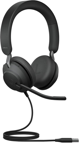 Jabra Evolve2 40 SE Wired Noise-Cancelling Stereo Headset With 3-Microphone Call Technology and USB-A Cable - MS Teams Certified, Works with All Other Platforms - Black