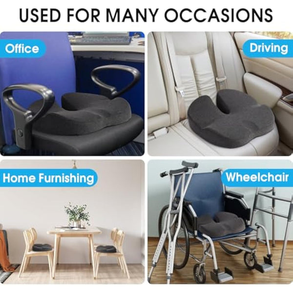 Firhuza Seat Cushion Office Chair Cushions Memory Foam Pressure Relief Cushion for Hip, Tailbone, Coccyx, Sciatica,Ergonomic Seat Cushion Pad for Desk Chair, Wheelchair, Car Seat for Long Sitting