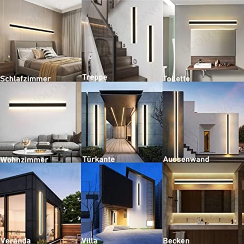 LED Long Wall Lamp Villa Wall Lamp Villa Porch Wall Lamp Outdoor IP65 Waterproof Wall Lights Black Long Light Bar Aluminum Outdoor Wall Lamp Acrylic Warm Light Garden Light-125CM,Warmes Licht