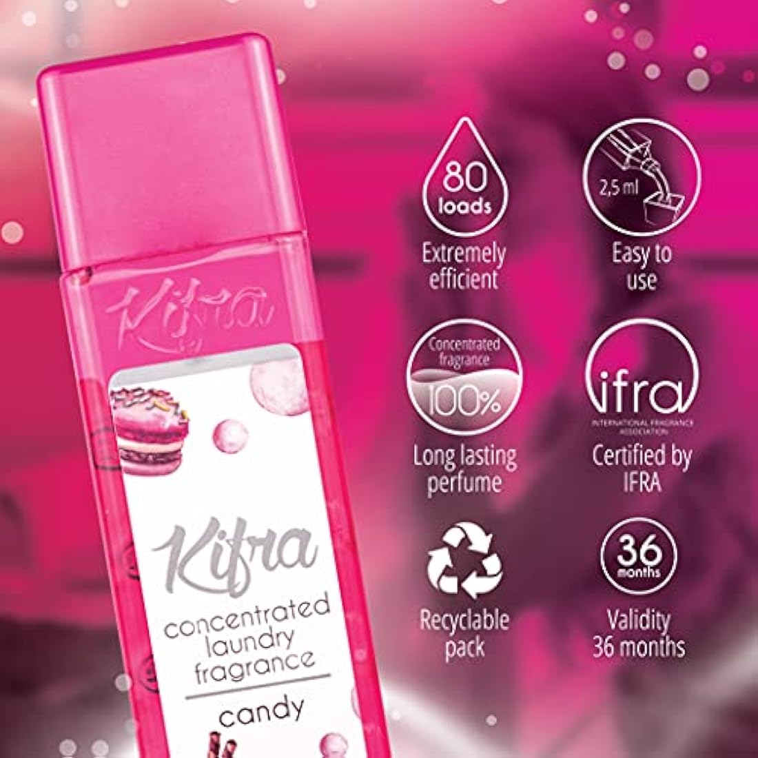 KIFRA CANDY Concentrated Laundry Fragrance 200ml 80 Washing Cycles