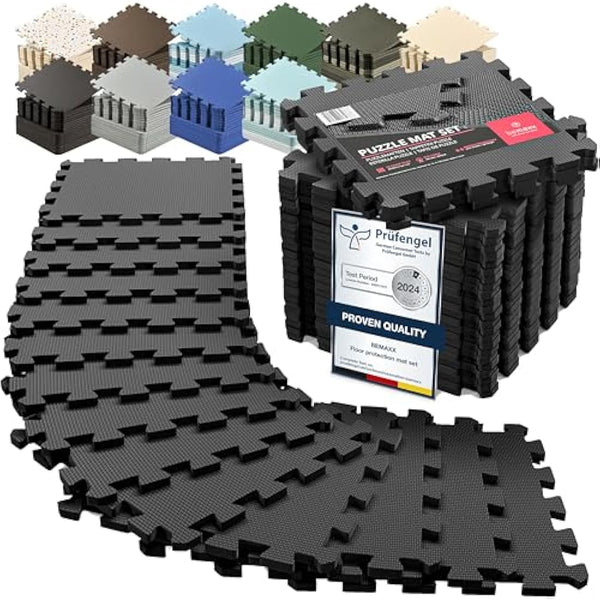 Interlocking Soft Foam Floor Mat - 18 Pieces Protective Gym Flooring Set, Exercise Mats EVA Puzzle Rubber Tiles, Ground Surface Protection Workout Underlay Matting Sports Pool Home Fitness Garage