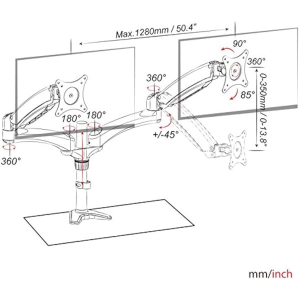Amer Dual Articulating Arms Mount for Monitor - Black, Chrome, White