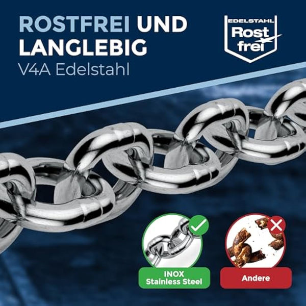 4-Meter 10-mm Thick Stainless Steel Chain V4A Short-Linked from NietFullThings on Piece Anchor Chain DIN 5685 DIN 766 4-m