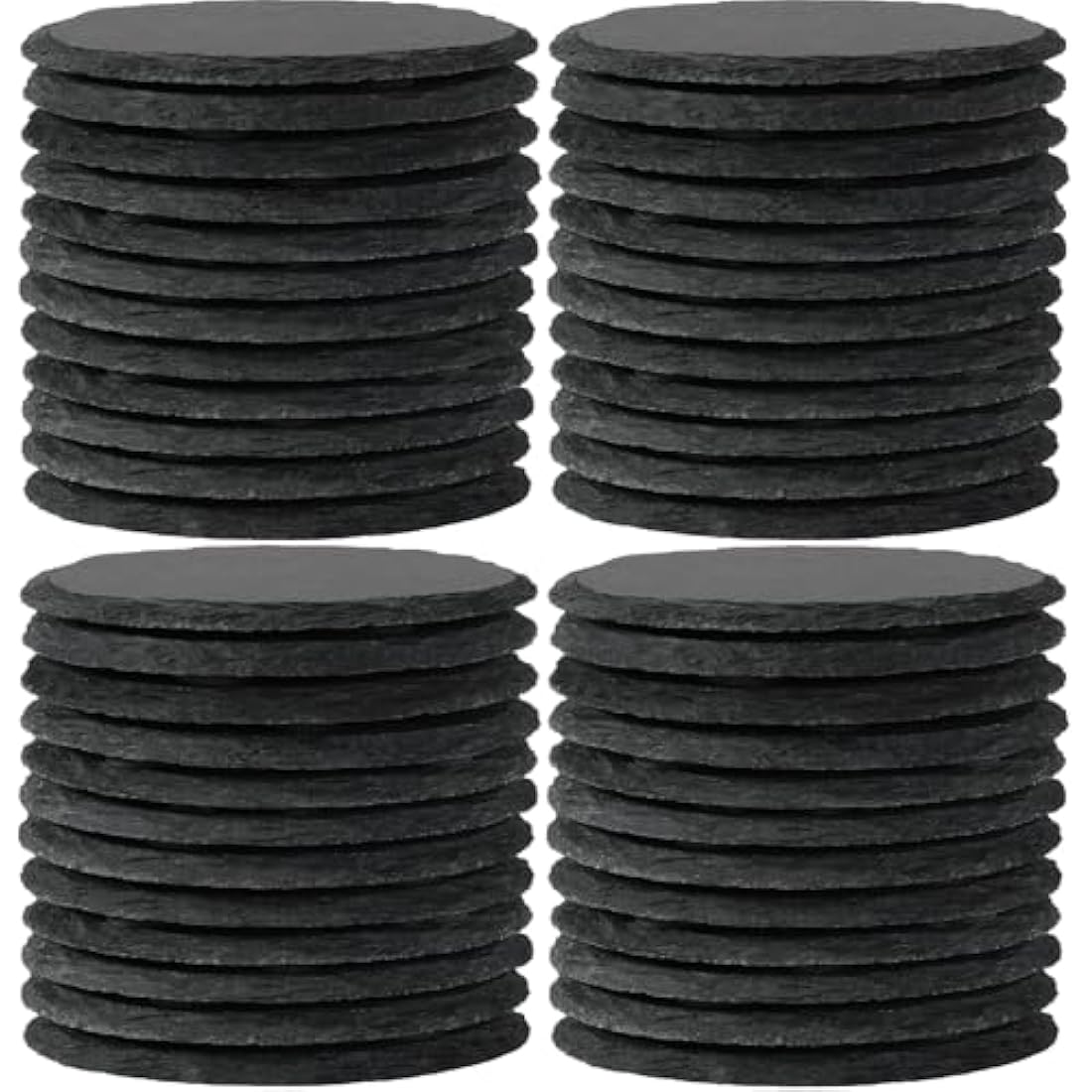 48 PCS Round Slate Coasters for Drinks, WEWINK PLUS 4 Inch Blank Black Stone Coasters Bulk with Anti-Scratch Backing for Laser Engraving, Home Decor, Bar,Wedding, Housewarming Gifts
