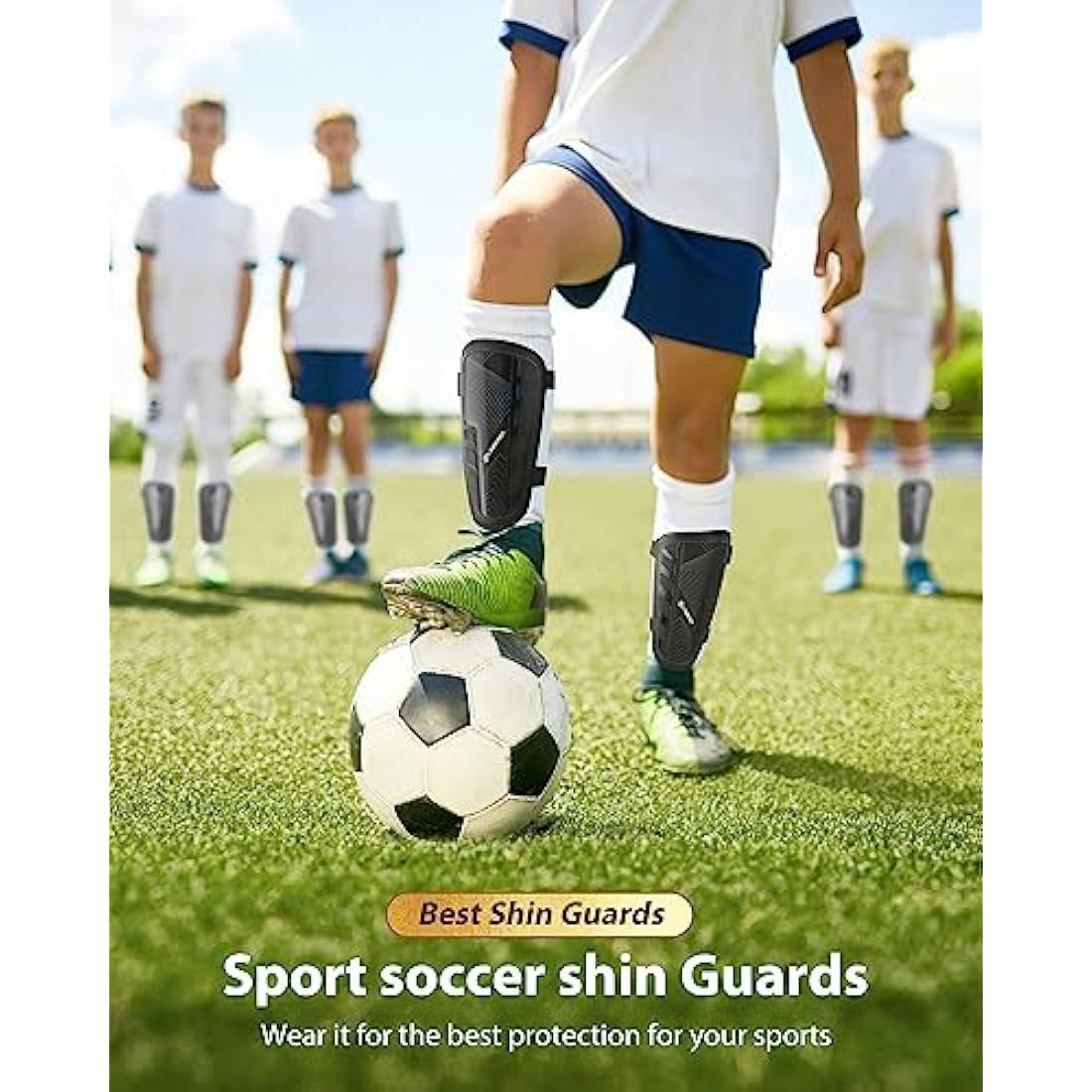 AirsFish Shin Pads Boys CE Certified Kids Football Shin Guards Breathable Non Slip Extended Adjustable Straps Lightweight Soccer Shin Pads for Boys Girls Teens Leg Calf Protective