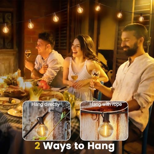 Yuusei Festoon Lights Outdoor String Lights Mains Powered 60M, 200FT Globe Garden Lights with 100+4pcs LED Shatterproof Bulbs, Waterproof Outside Lights for Patio Backyard Terrace Party