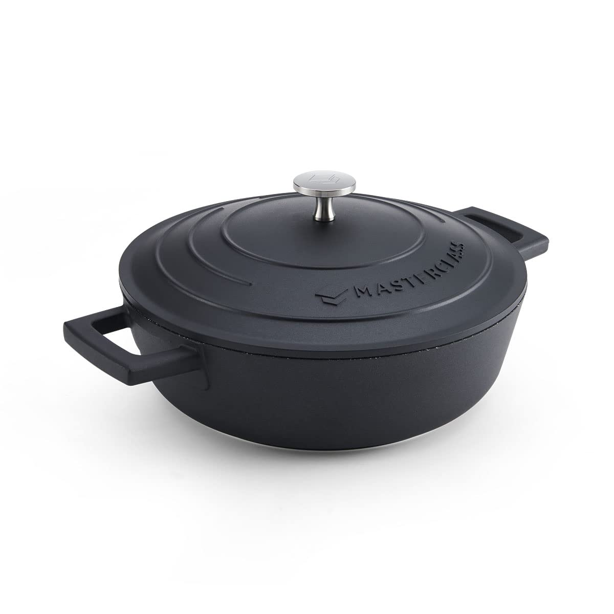 MasterClass Casserole Dish With Lid, Medium 4L/24 cm, Lightweight Cast Aluminium, Induction Hob And Oven Safe, Black
