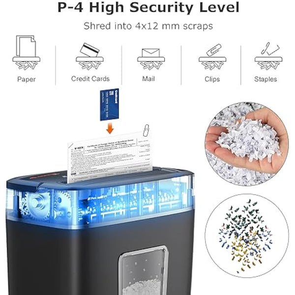 Bonsaii Micro-Cut Paper Shredder, 6-Sheet Capacity for Home and Office Use – Shreds Credit Cards, Staples, and Clips – Compact Design with Portable Handle and 16L Wastebasket (C261-D)