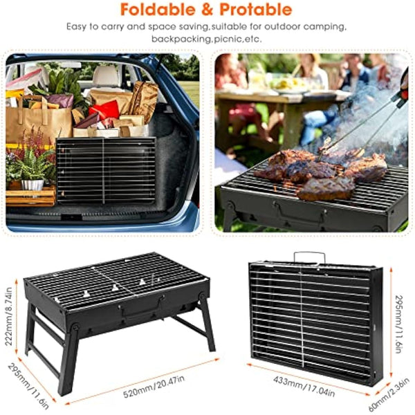 AGM Charcoal Barbecue, Portable Foldable BBQ Grill, Table Charcoal BBQ for Picnic, Travel, Garden, Camping-M size