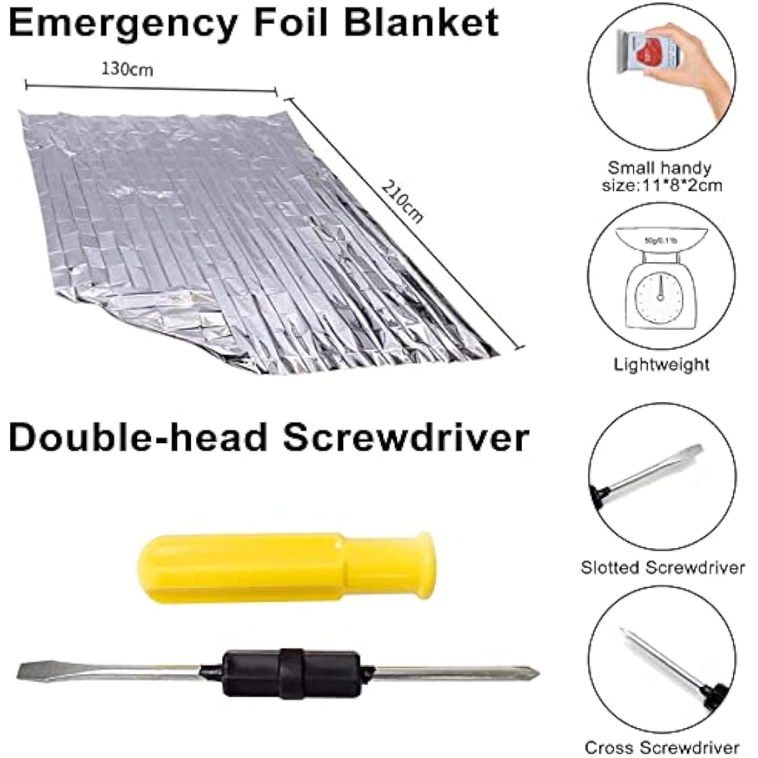 crayfomo 12-In-1 Car Emergency Tool Kits,European Roadside Assistance Car Breakdown Kit with Visibility Vest,Warning Triangle,Jumper Cables,Car Safety Hammer,Tow Rope,Storage Bag