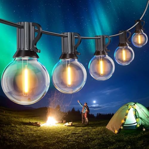 SUWIN 150FT Garden Light Main Powered, G40 LED Festoon Lights Outdoor, IP45 Waterproof String Lights with 75+2 Globe Bulbs, Outside Lights for Cafe,Party,Patio