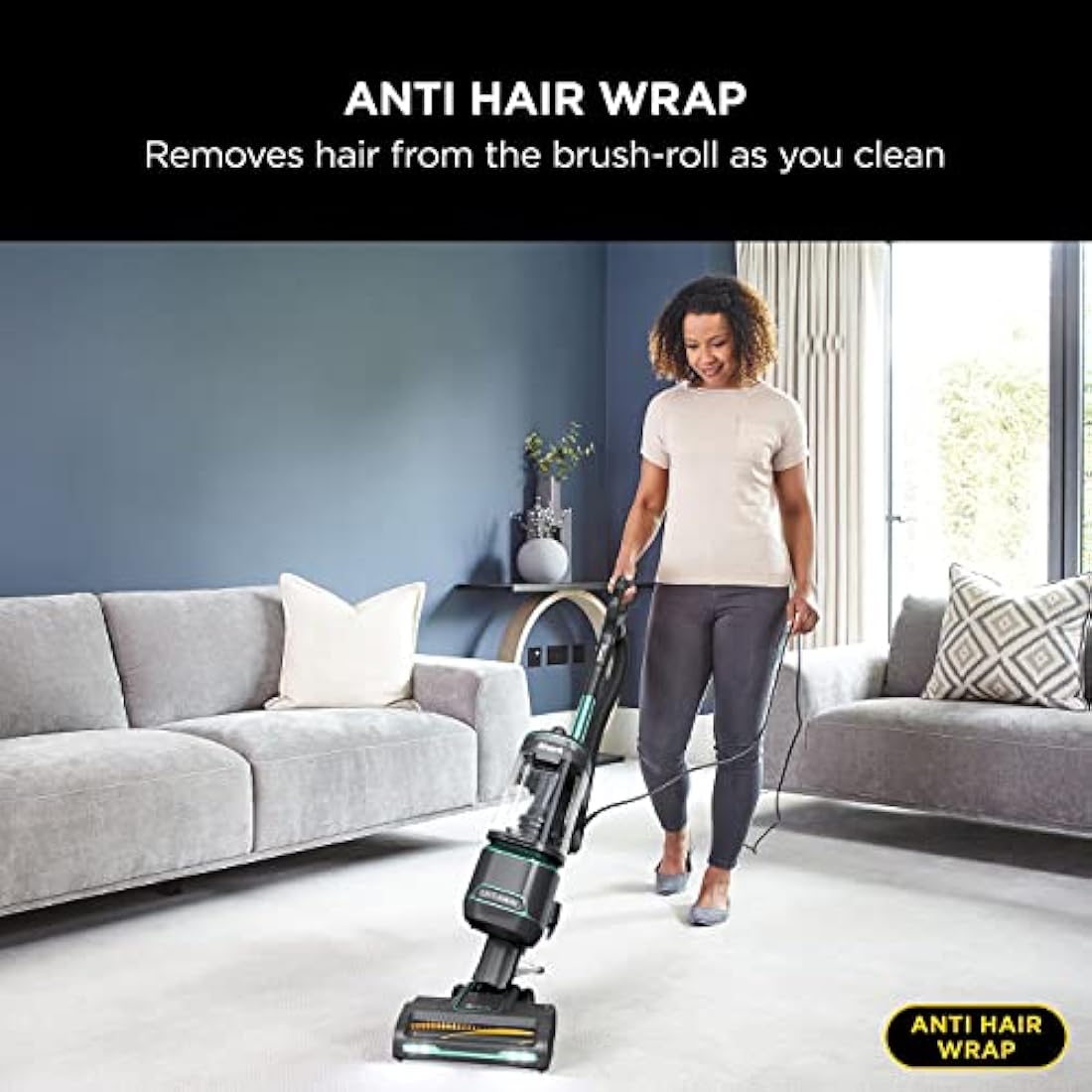 Shark Corded Upright Vacuum Cleaner 1.1L with Anti Hair Wrap Technology, LED Headlights, Lift-Away, Anti-Allergen, 8m Cord, 750W, 2 Attachments,Turquoise, NZ690UK