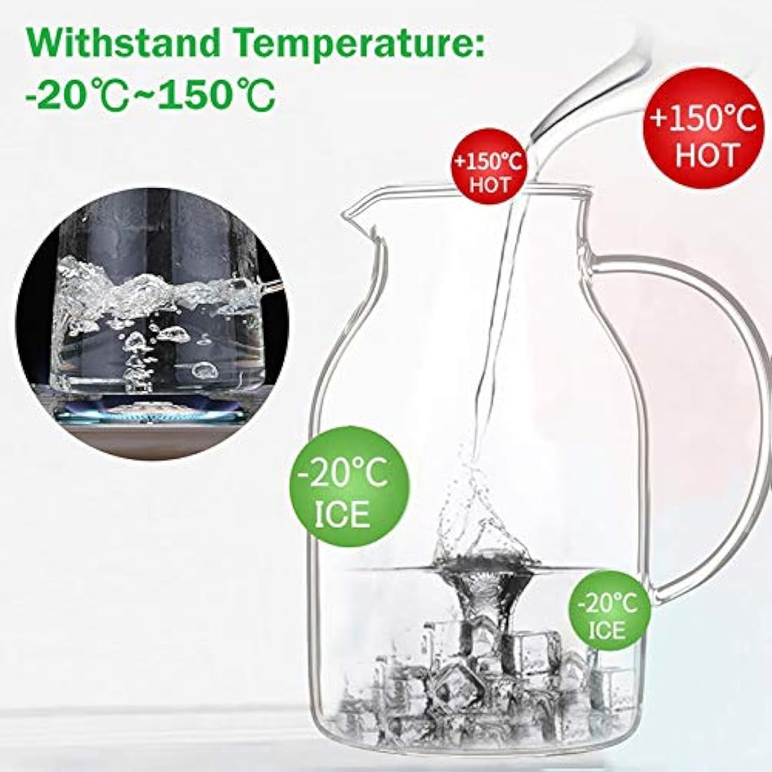 105OZ Glass Pitcher with Lid and Spout - High Heat Resistance Pitcher for Hot/Cold Water & Iced Tea (3.0L)