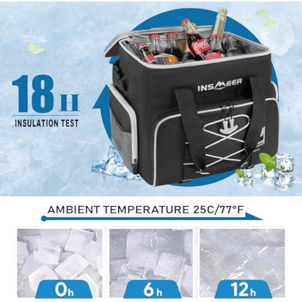 INSMEER Large Cooler Bag 55 Cans, 45L Large Capacity Insulated Cool Bag, Foldable Storage Bag Leak-Proof Thermal Bag XXL with Bottle Opener for Shopping/Camping/Beach/Picnic