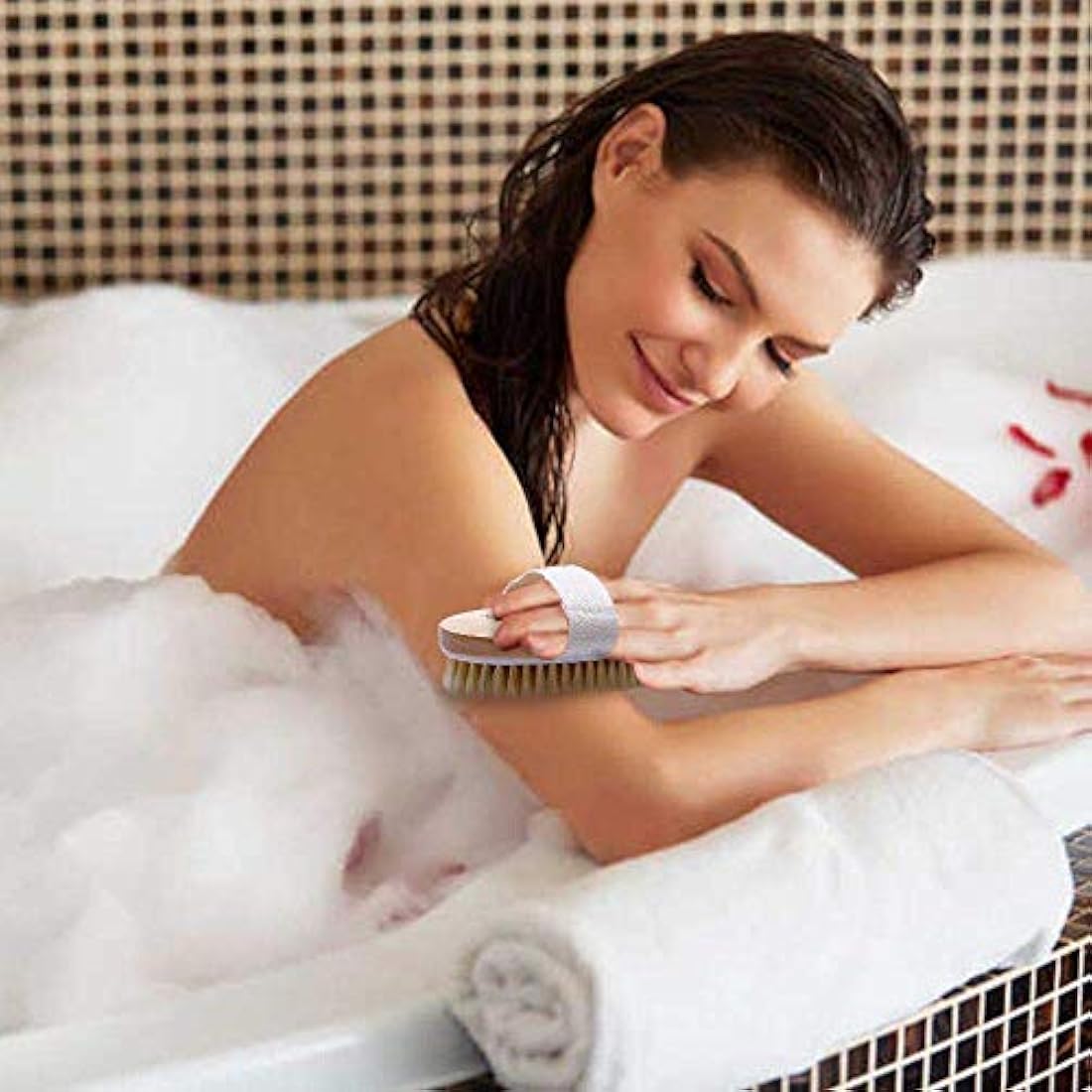 Shampoo Brush Bath Brush Kit Pack 2 of Hair Brush Silicon Scalp Massager and Dry Skin Body Brush Exfoliate Improve Blood Circulation for Daily Use or Gift